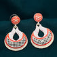 Attractive Red Color Oxidized Chaandbali Style Desinger Earrings For Women In Yuma