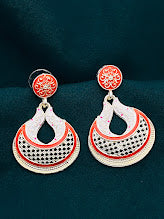 Attractive Red Color Oxidized Chaandbali Style Desinger Earrings For Women In Yuma