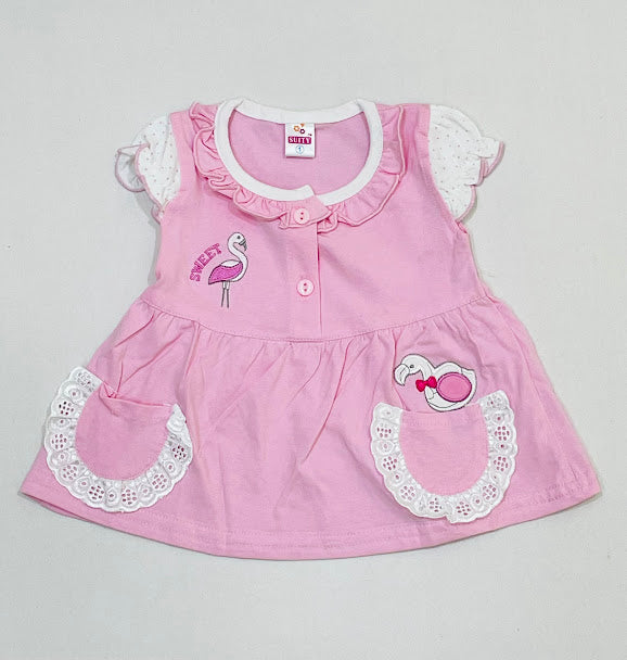Gorgeous Baby Pink Color Soft Cotton Frock Near Me