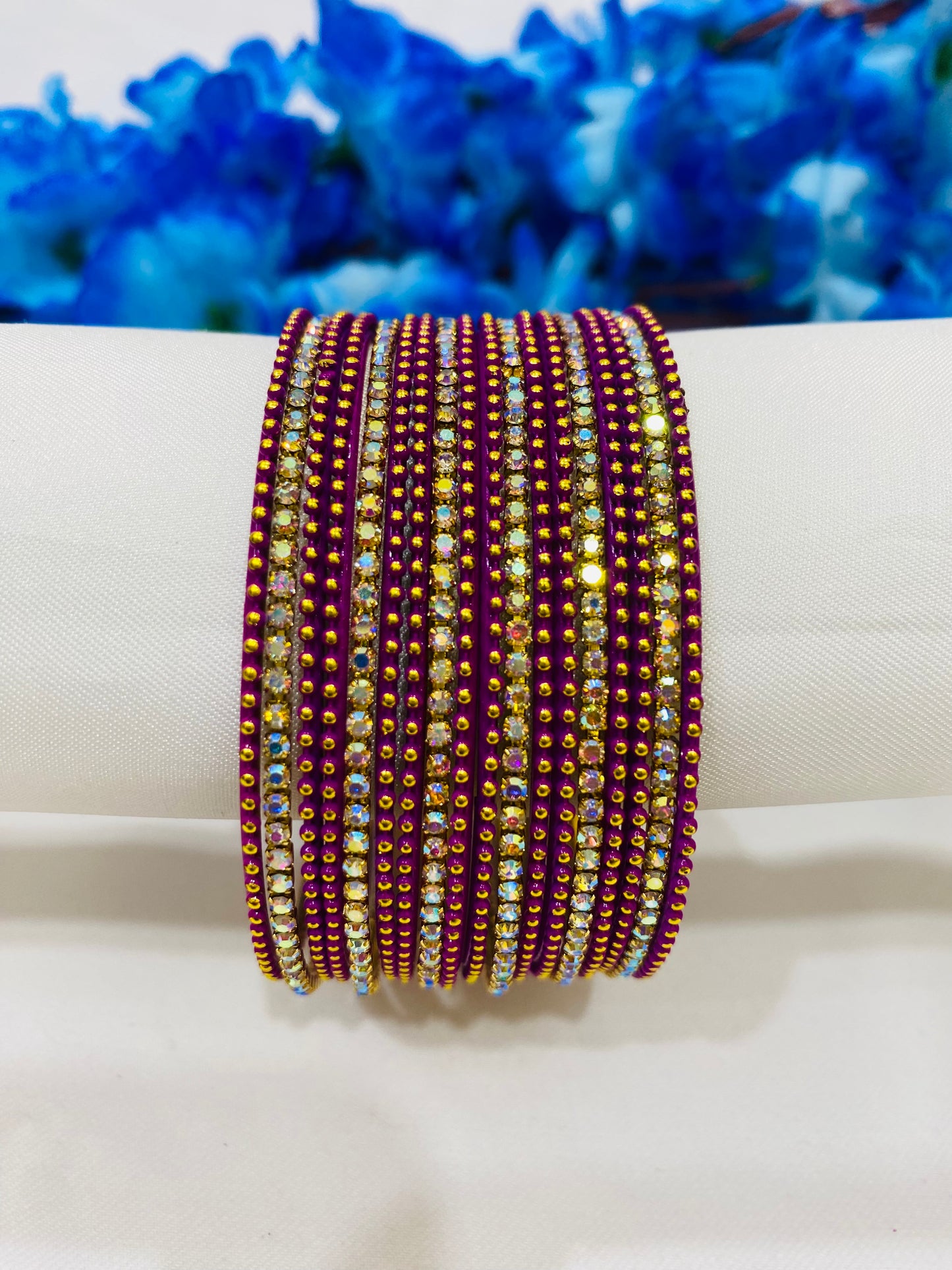 Appealing Purple Color Metal Bangles With Glistening Stones Near Me