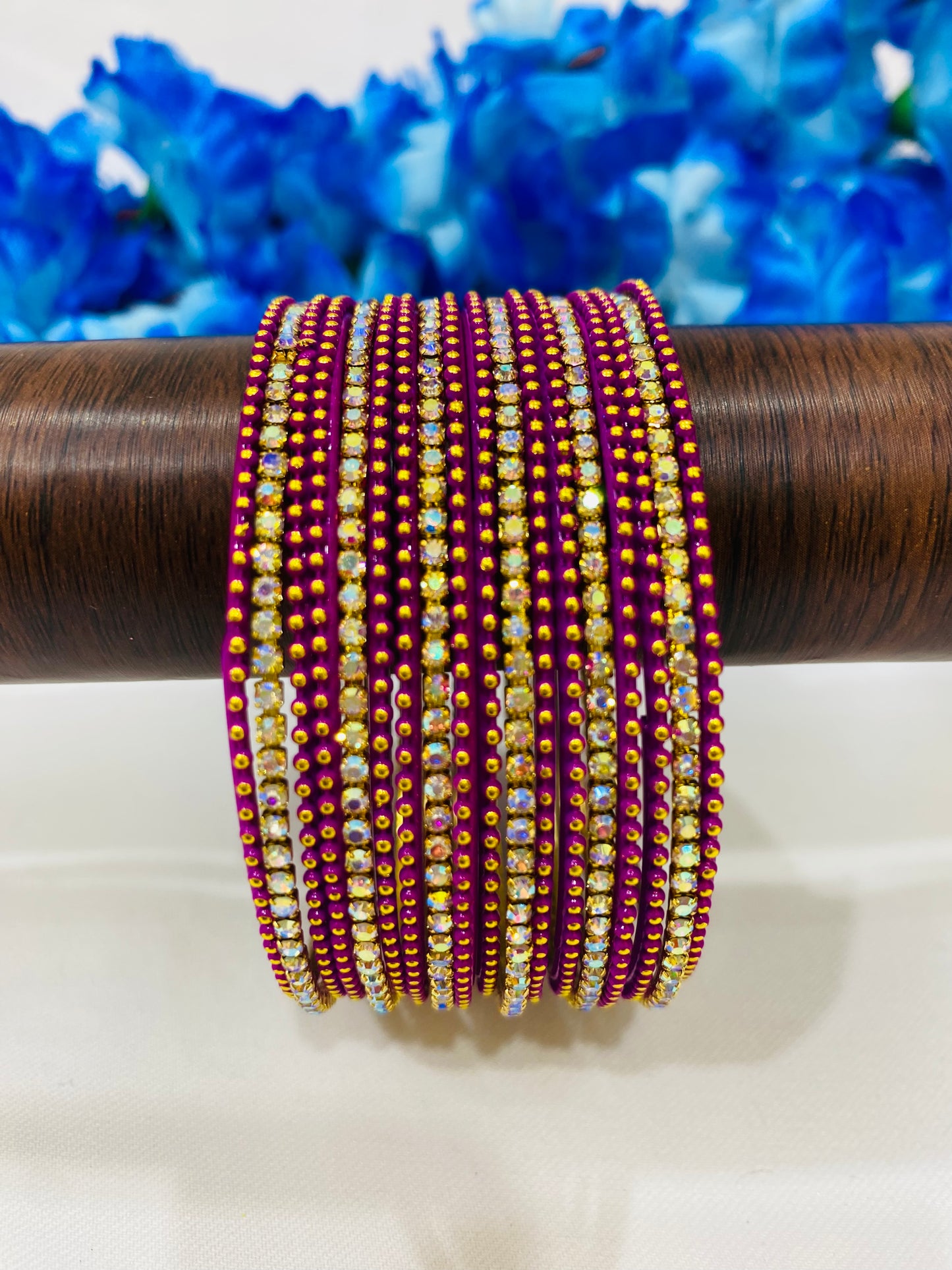 Appealing Purple Color Metal Bangles With Glistening Stones In USA