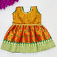 Gorgeous Yellow Color Zari With Lace Work Silk Gown For Kids Near Me