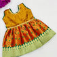 Gorgeous Yellow Color Zari With Lace Work Silk Gown For Kids