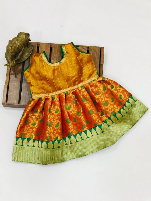 Pretty Yellow Color Silk Gown For Kids In USA