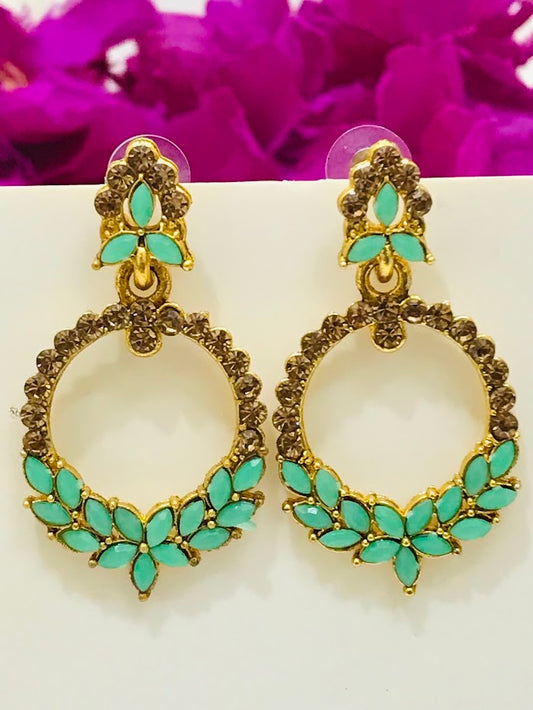 Attractive Light Green color Flower design Beautiful Earrings