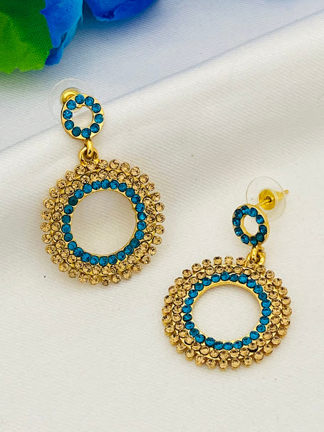 Gorgeous Skyblue Color Rounded Design Earrings For Women In USA