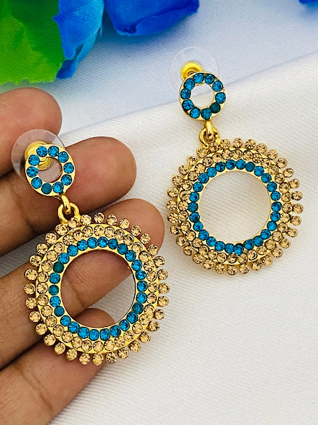 Gorgeous Skyblue Color Rounded Design Earrings For Women In Tempe