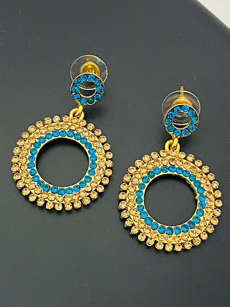 Gorgeous Skyblue Color Rounded Design Earrings For Women Near Me