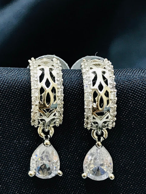 Beautiful American Diamond White Color Unique Designed Earrings