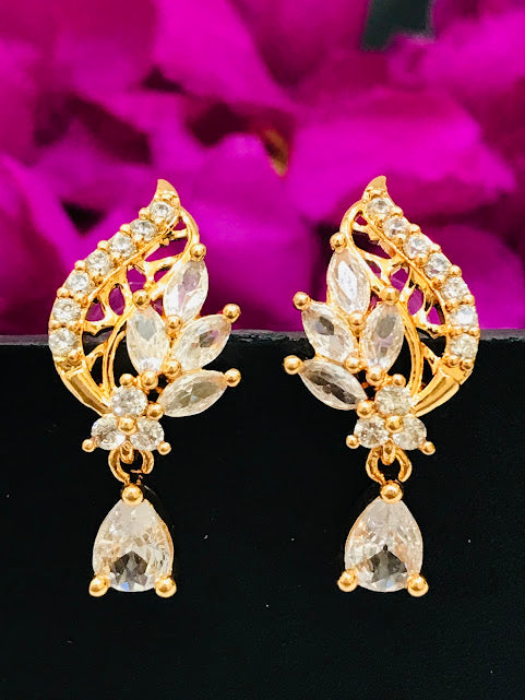 American Diamond Beautiful Design White Color Earrings In Suncity