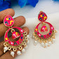 Dazzling Pink Color Antique Gold Desinger Earrings For Women  In Peoria