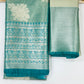 Green Color Pure Kanchi Tissue Silk  Silver Work Saree For Women In USA