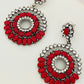 Appealing Oxidized Pinkish Red Stoned Desinger Earrings For Women In USA