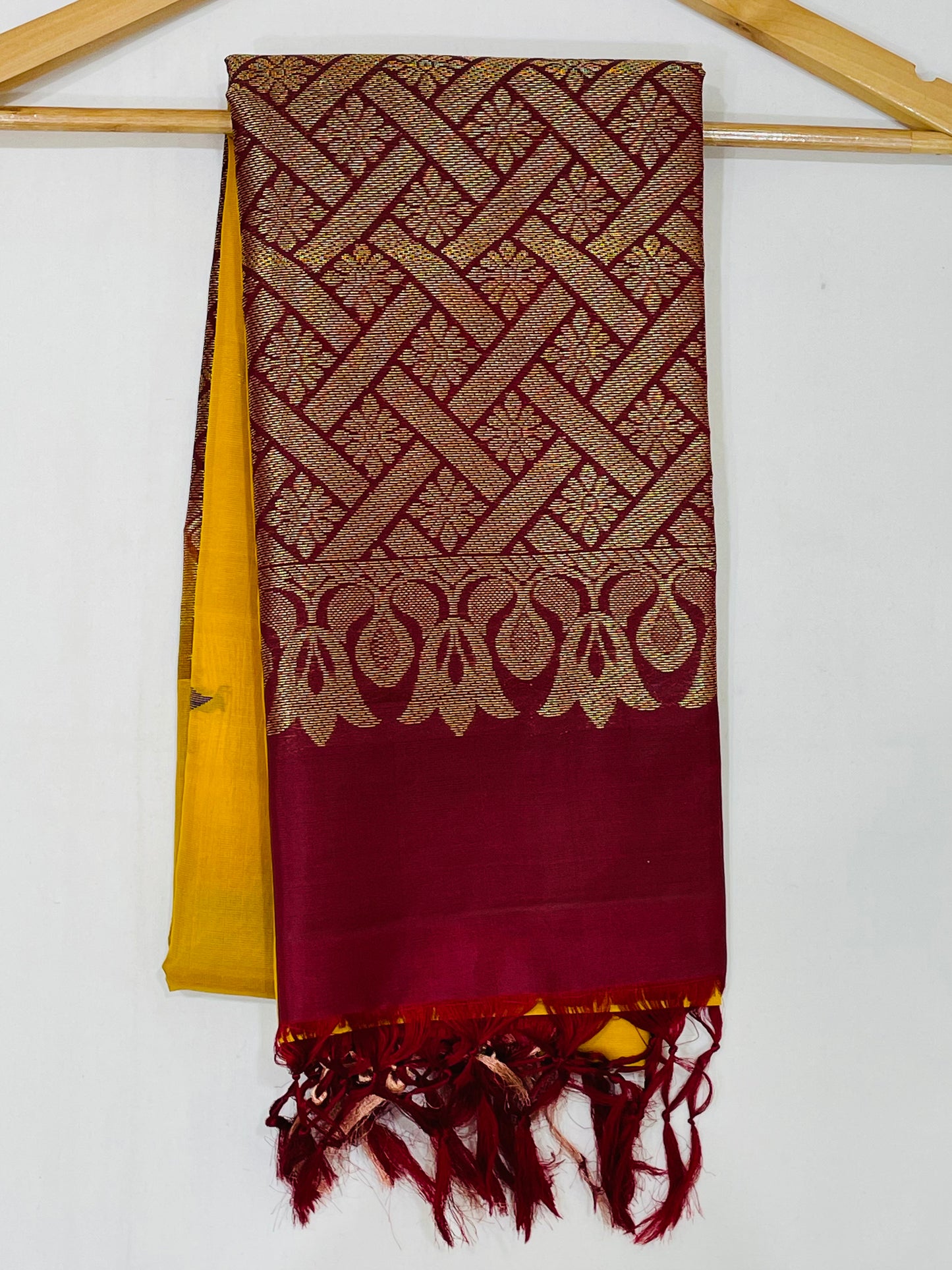 Yellow Colored  Pure Kanchi Silk Saree For Women In Mesa