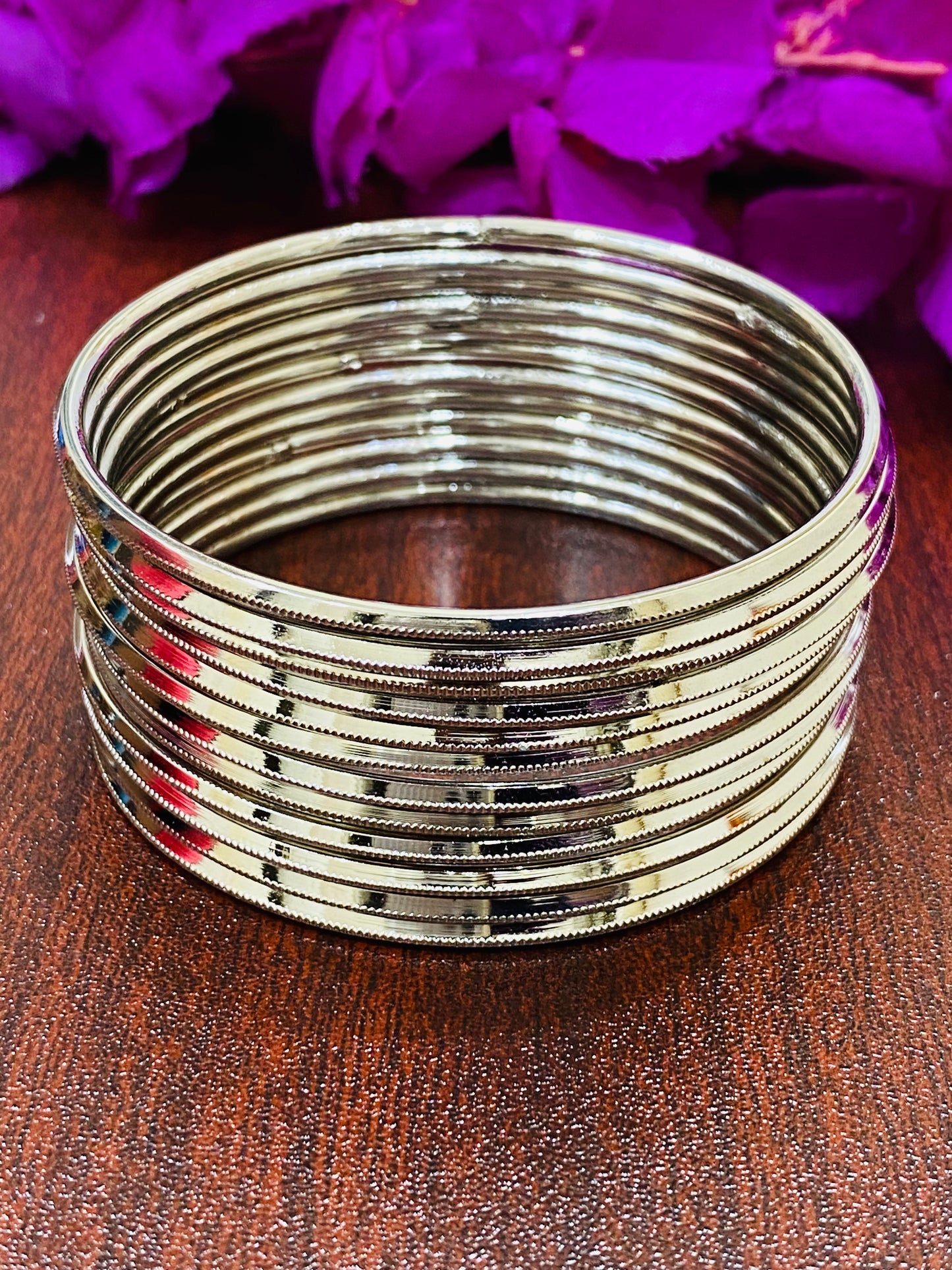 Beautiful Silver Colored Metal Bangles For Women