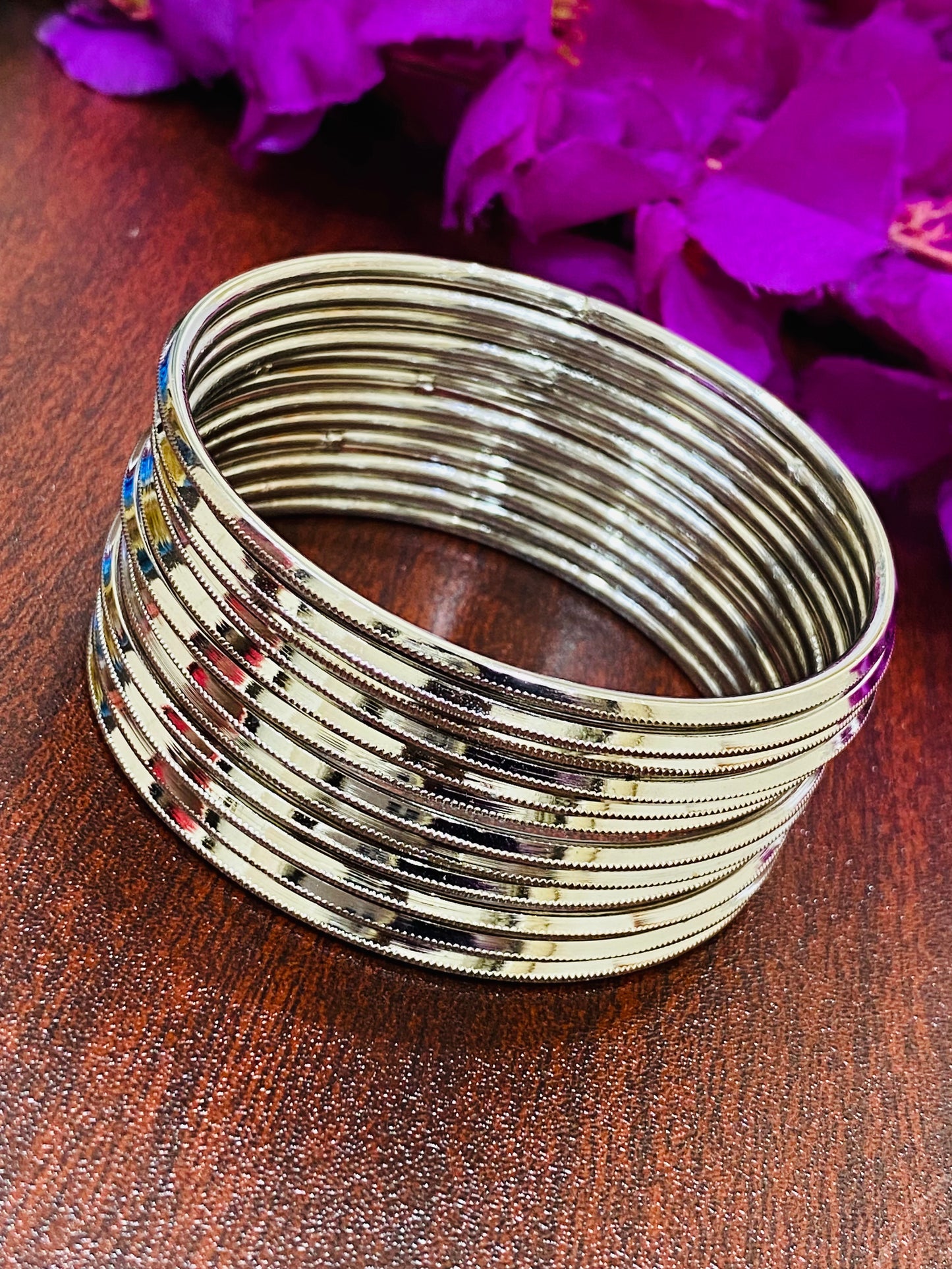 Beautiful Silver Colored Metal Bangles For Women