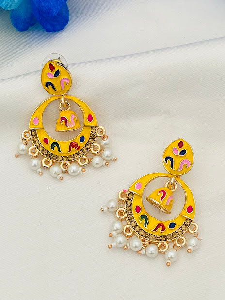 Attractive Yellow Color Antique Gold Desinger Earrings For Women In USA