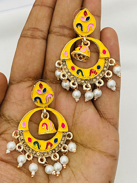 Attractive Yellow Color Antique Gold Desinger Earrings For Women  Near Me