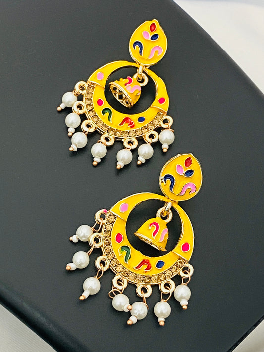 Attractive Yellow Color Antique Gold Desinger Earrings For Women 