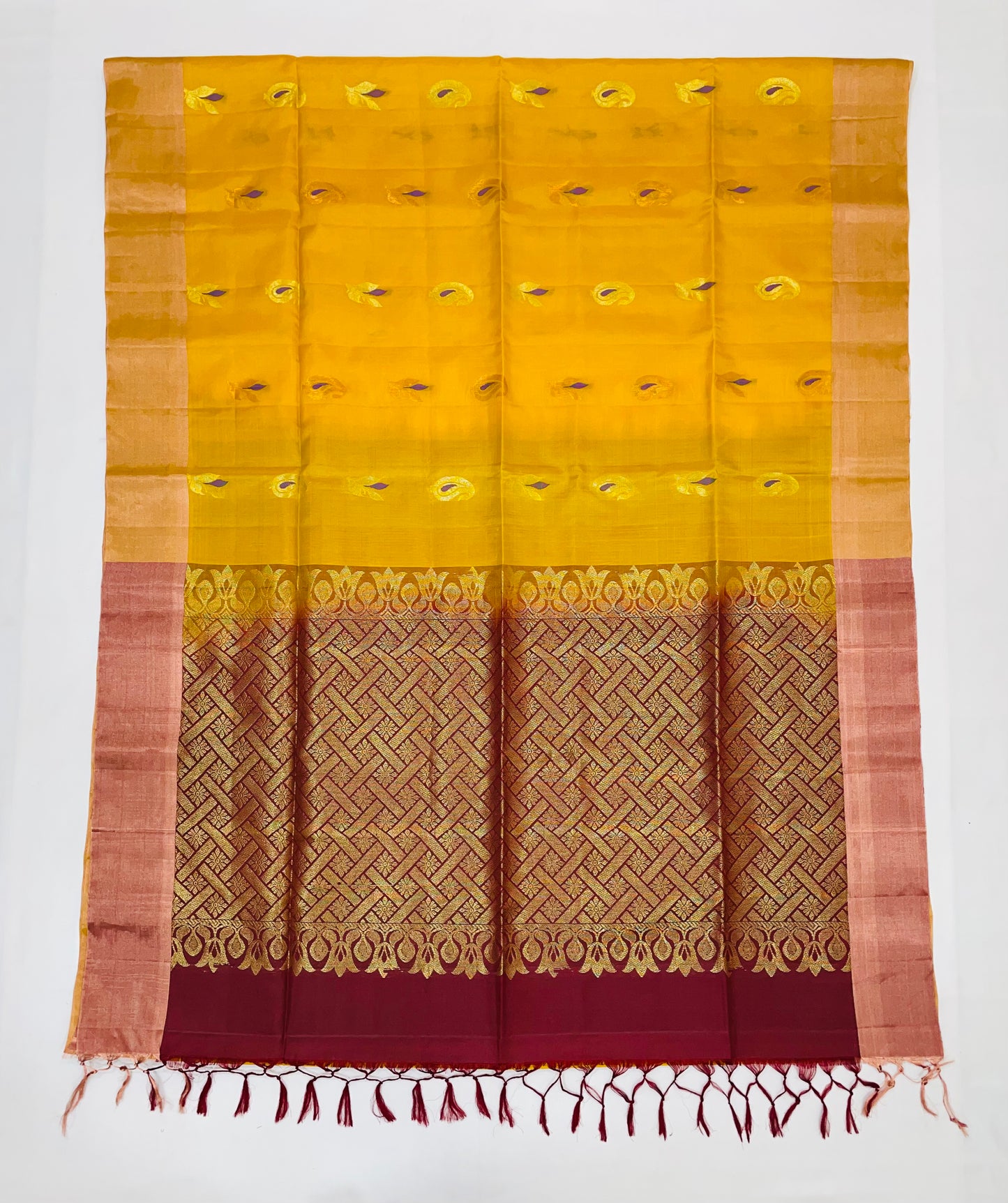 Yellow Colored  Pure Kanchi Silk Saree In Tempe