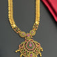 Beautiful Gold Plated Traditional Wear Ruby And Emerald Colored Necklace With Tear Drops