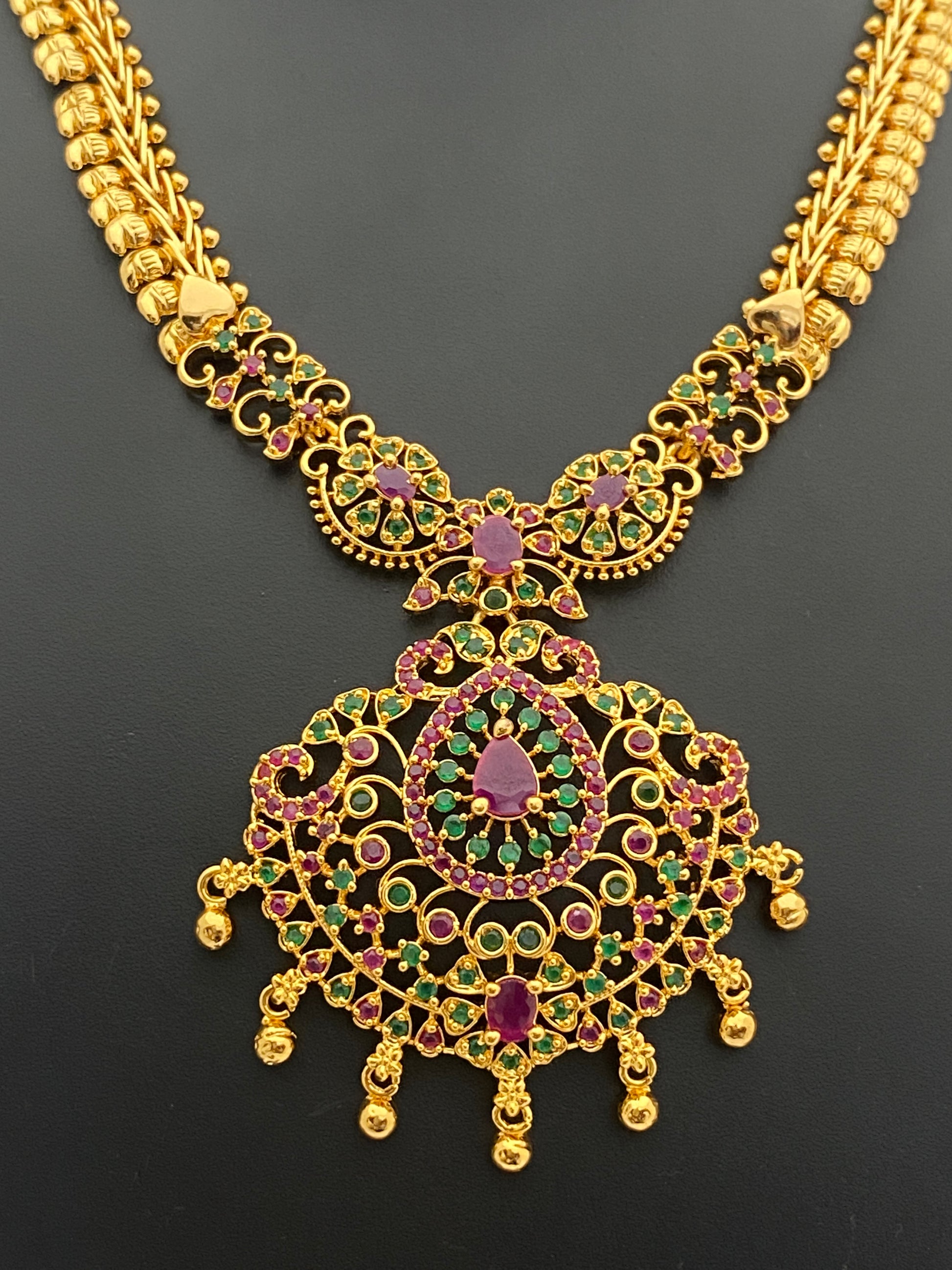 Attractive Gold Plated Ruby Stoned Necklace In USA