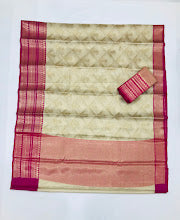 Pink Color Pure Kanchi Tissue Silk Saree With Silver Zari Work In Mesa