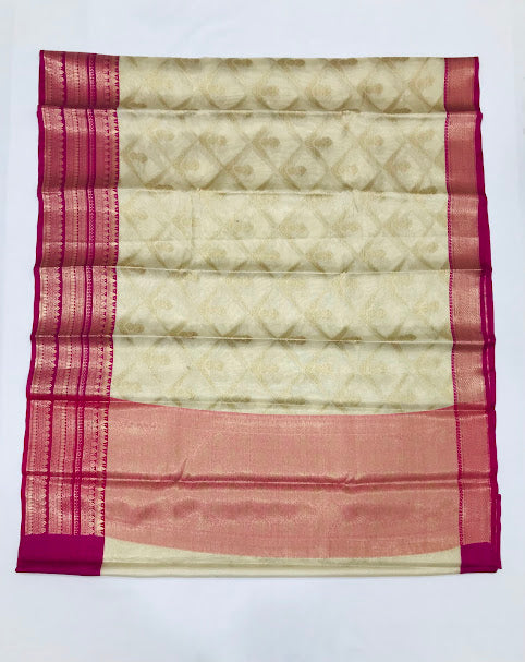 Attractive Pink Color Pure Kanchi Tissue Silk Saree In Chandler