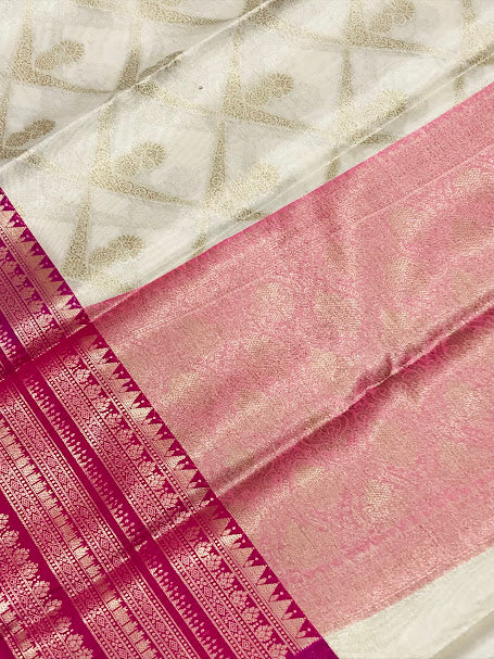 Attractive Pink Color Pure Tissue Silk Saree With Zari Work In Tempe