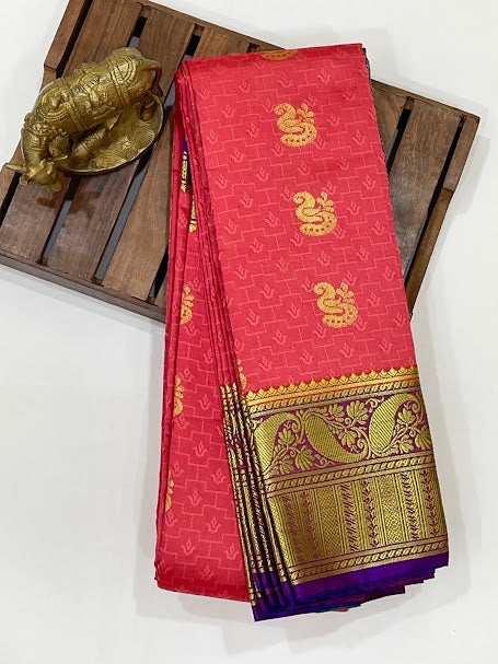 Amazing Pink Color Kanchi Silk Saree With Peacock Motifs Near Me