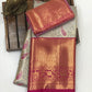 Attractive Gray Color  Kanchi Silk Saree With Floral Design Near Me
