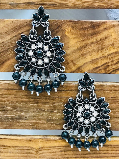 Stunning Black Color Oxidized Earrings For Women