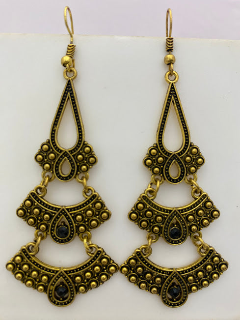 Antique Gold Long Hook Earrings In USA
