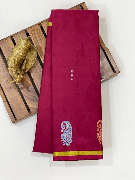  Maroon Color Kanchi Soft Silk Saree With Contrasting Pallu In USA