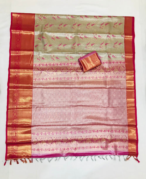 Lovely Gray Color Kanchi Silk Saree In Tucson