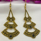 Beautiful Yellow Color Antique Gold Long Hook Earrings