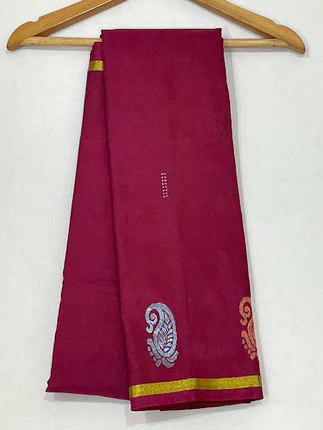 Attractive Maroon Color Kanchi Soft Silk Saree With Contrasting Pallu Near Me