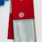 Gorgeous Red Color Pure Silk Saree With Silver Zari Work For Women