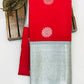 Gorgeous Red Color Pure Silk Saree With Silver Zari Work Near Me
