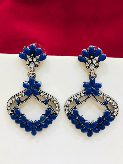 Stunning Blue Color Oxidized Earrings