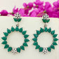 Alluring Oxidized Jhumkas With Green And White Stones