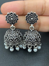 Fabulous Oxidized Jhumkas With Pearl Hangings In Prescott