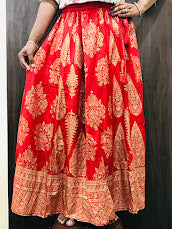 Delightful Red Color Printed Work Rayon Skirt For Women  Near Me