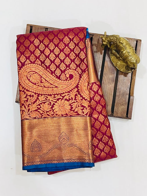 Pure Kanchi Silk Gold Zari Work Saree For Women Near Me