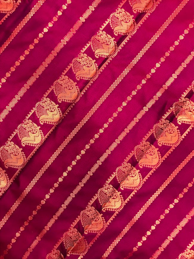 Elegant Dark Red Color Pure Kanchi Silk Saree Zari Work In Chandler