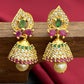 Dazzling Gold Plated Multi Color Stone Jhumka Earrings
