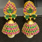 Elegant Multi Color Stoned Traditional Wear Jhumka Earrings