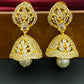 Charming Gold Plated White Color Jhumka Earrings Near Me