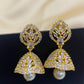  Gold Plated White Color Jhumka Earrings With CZ Stones In Tucson