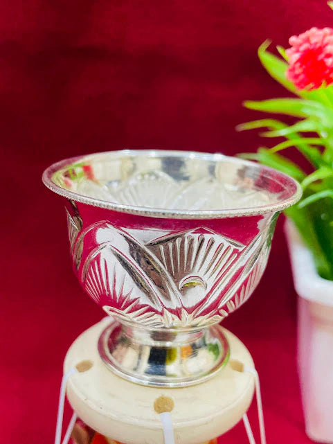 100% Pure Fine Silver Floral Pattern Chandan Cup
